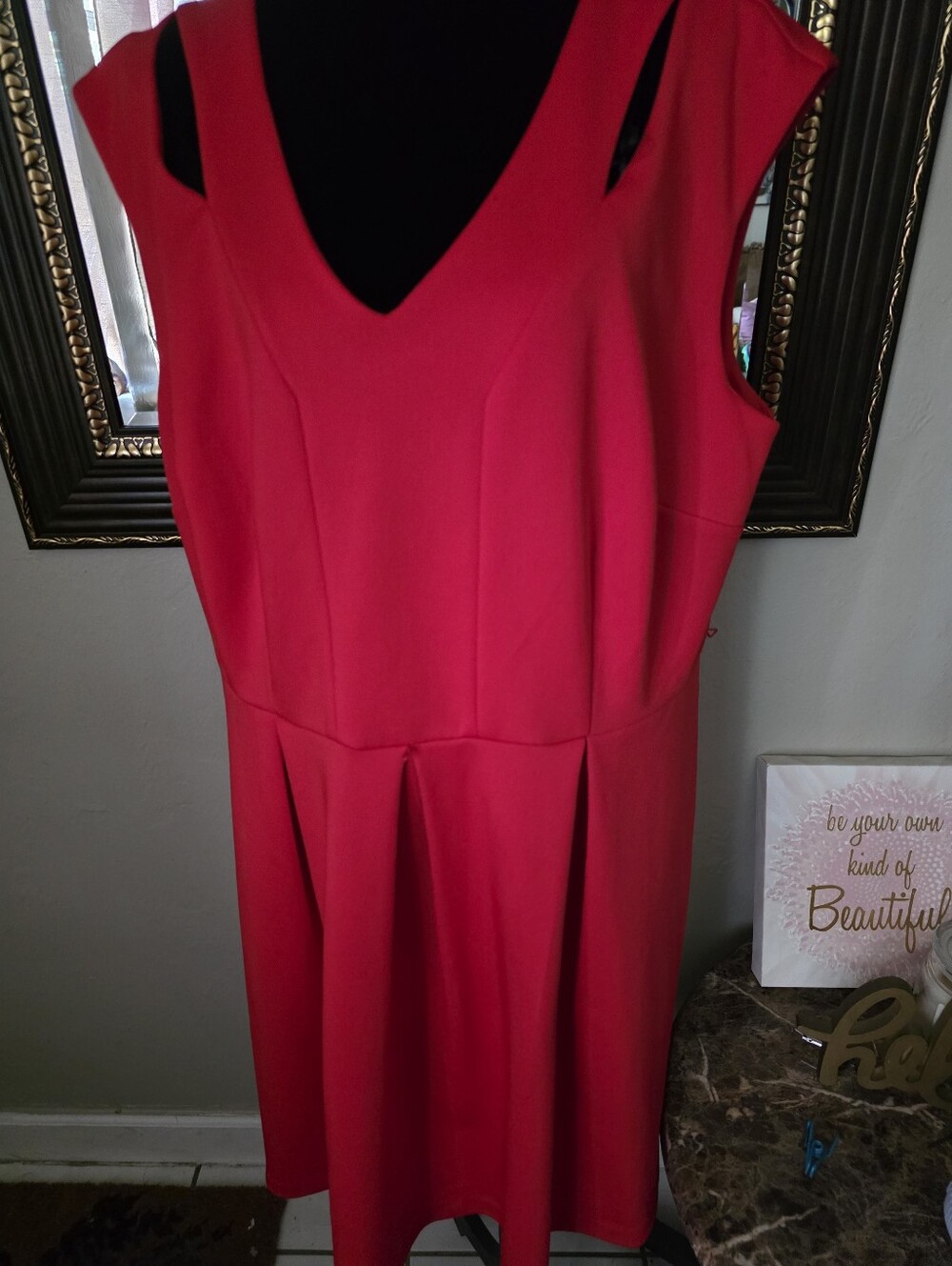 Metaphor Women’s V-Neck Red Fit & Flare Dress